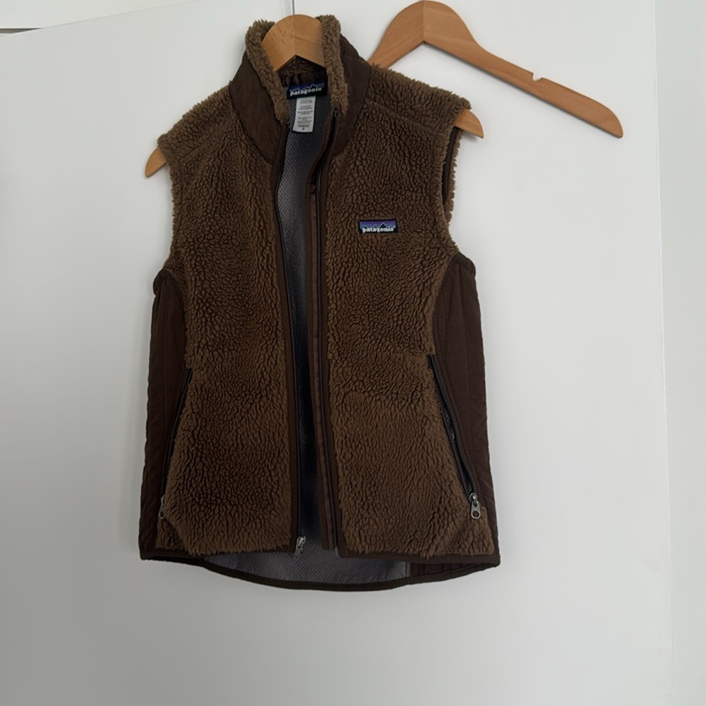 Patagonia Cozy Brown Fleece Vest Women’s Medium Teddy